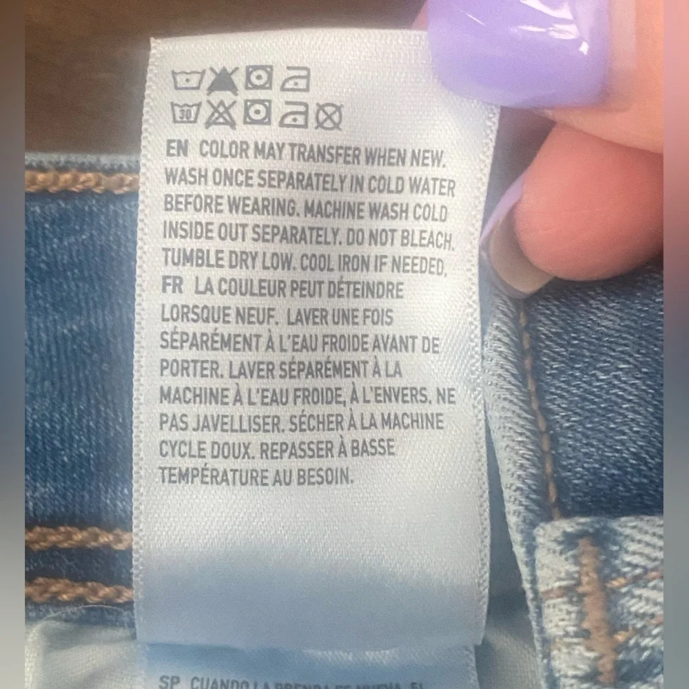 American Eagle Low Rise Bootcut Ripped Blue Jeans Size 0 - Picture 9 of 15